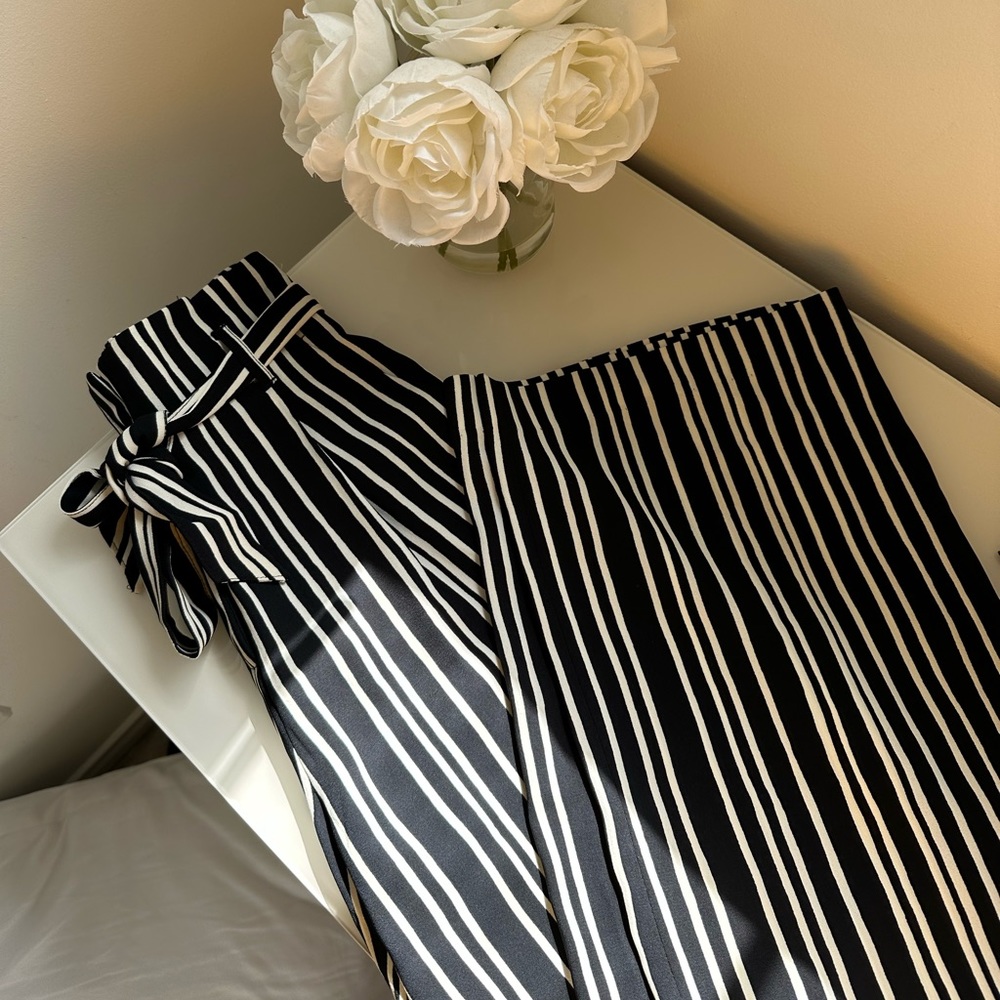 H&M Striped Wide Leg Trousers